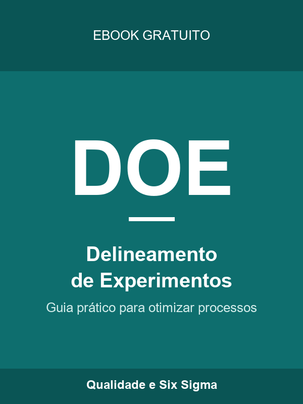 Capa do ebook gratuito sobre DOE, Delineamento de Experimentos